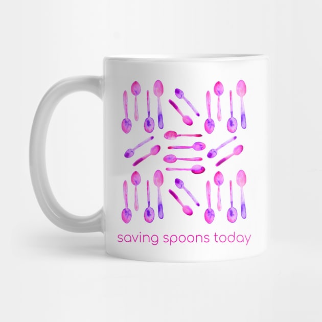 Saving Spoons Today (Pink Watercolor) by KelseyLovelle